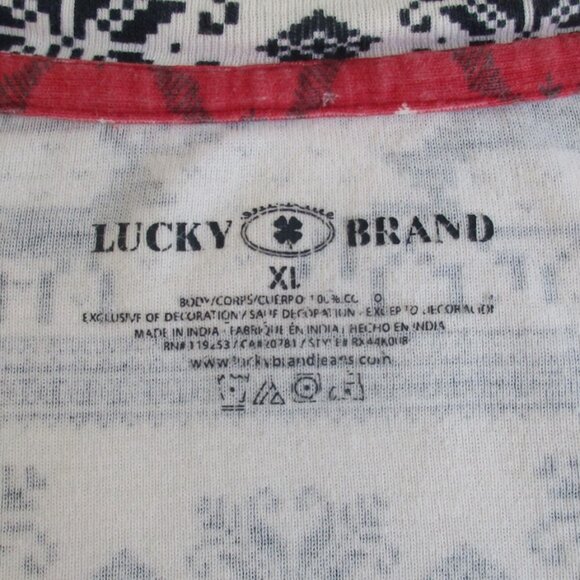 🌸SOLD🌸 LUCKY BRAND Pajama Top Size XL White Print Sleepshirt - Picture 6 of 6